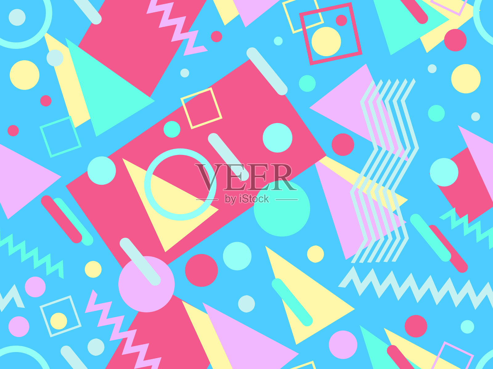 孟斐斯无缝图案几何元素插画图片素材