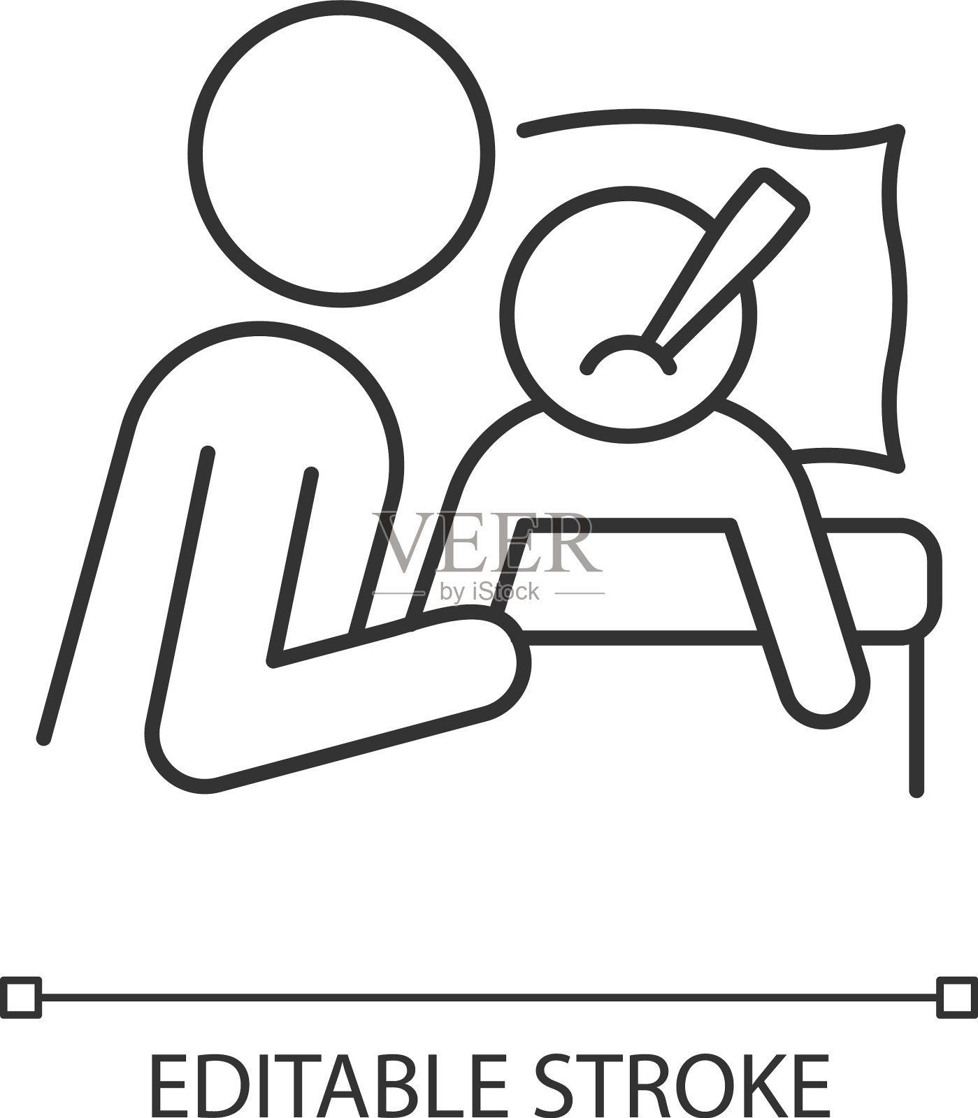 照顾生病的孩子线性图标插画图片素材