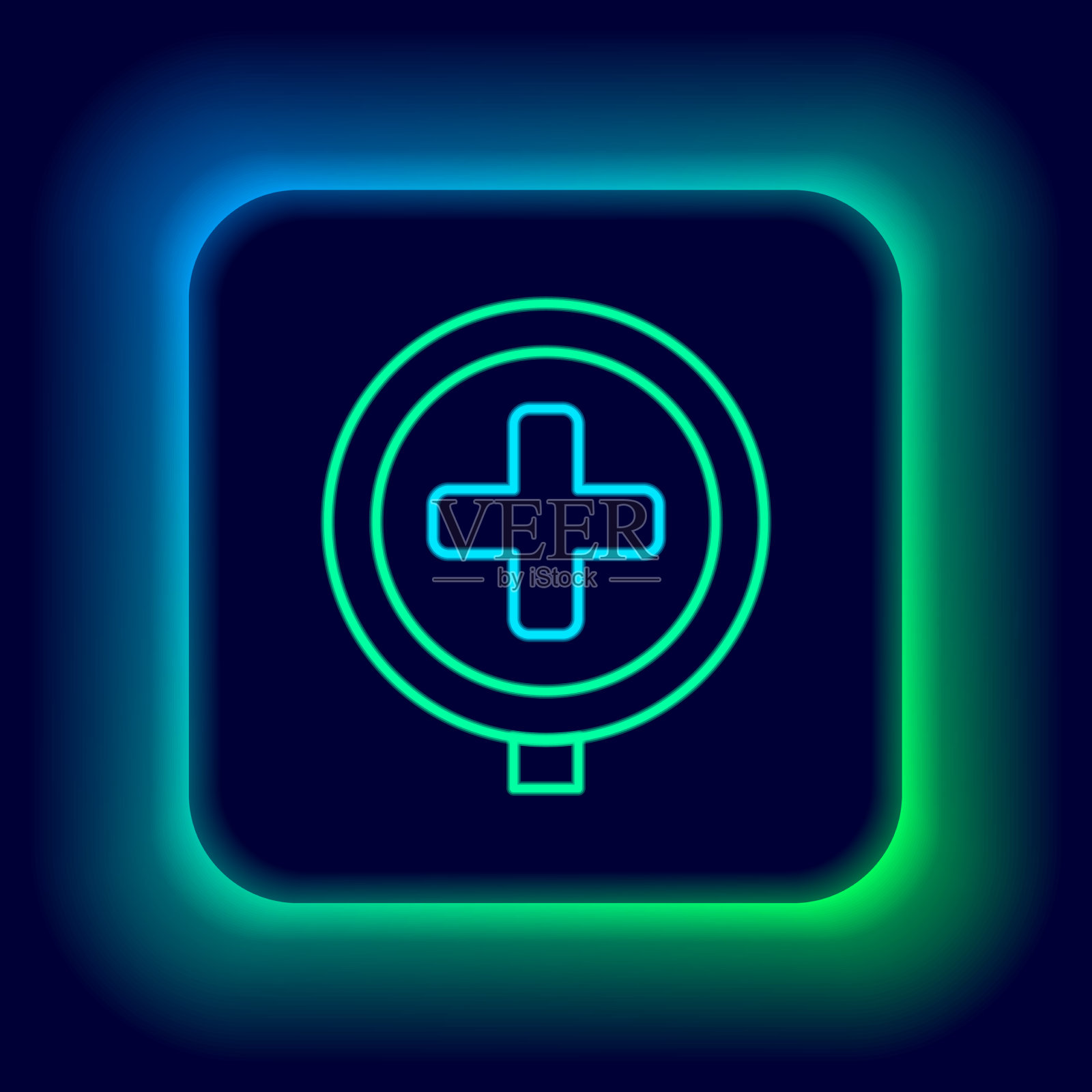 霓虹灯闪烁的医院道路交通图标图标素材