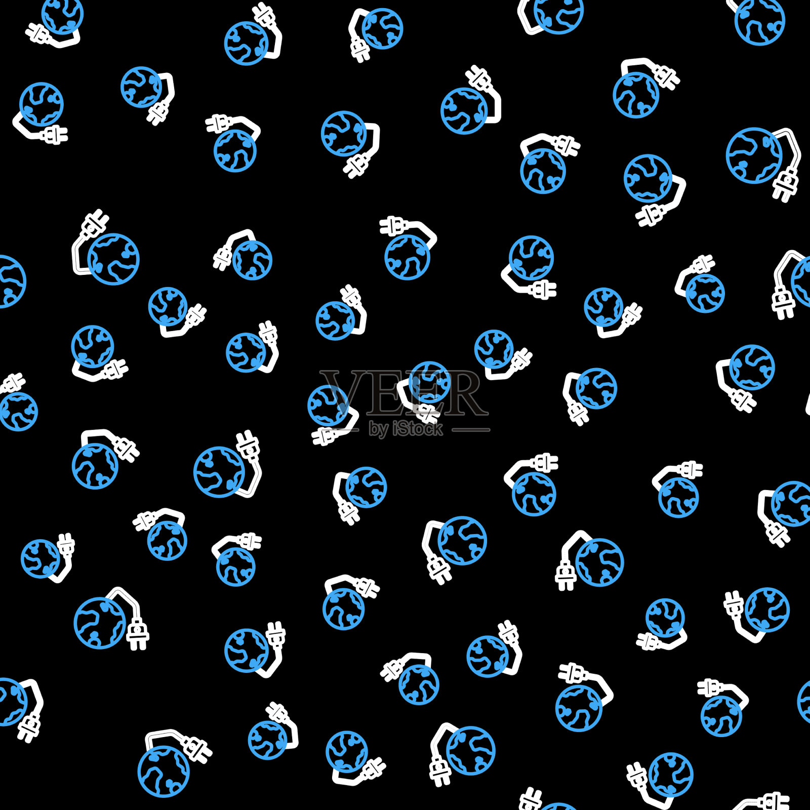 线全球能源能源行星插头图标插画图片素材