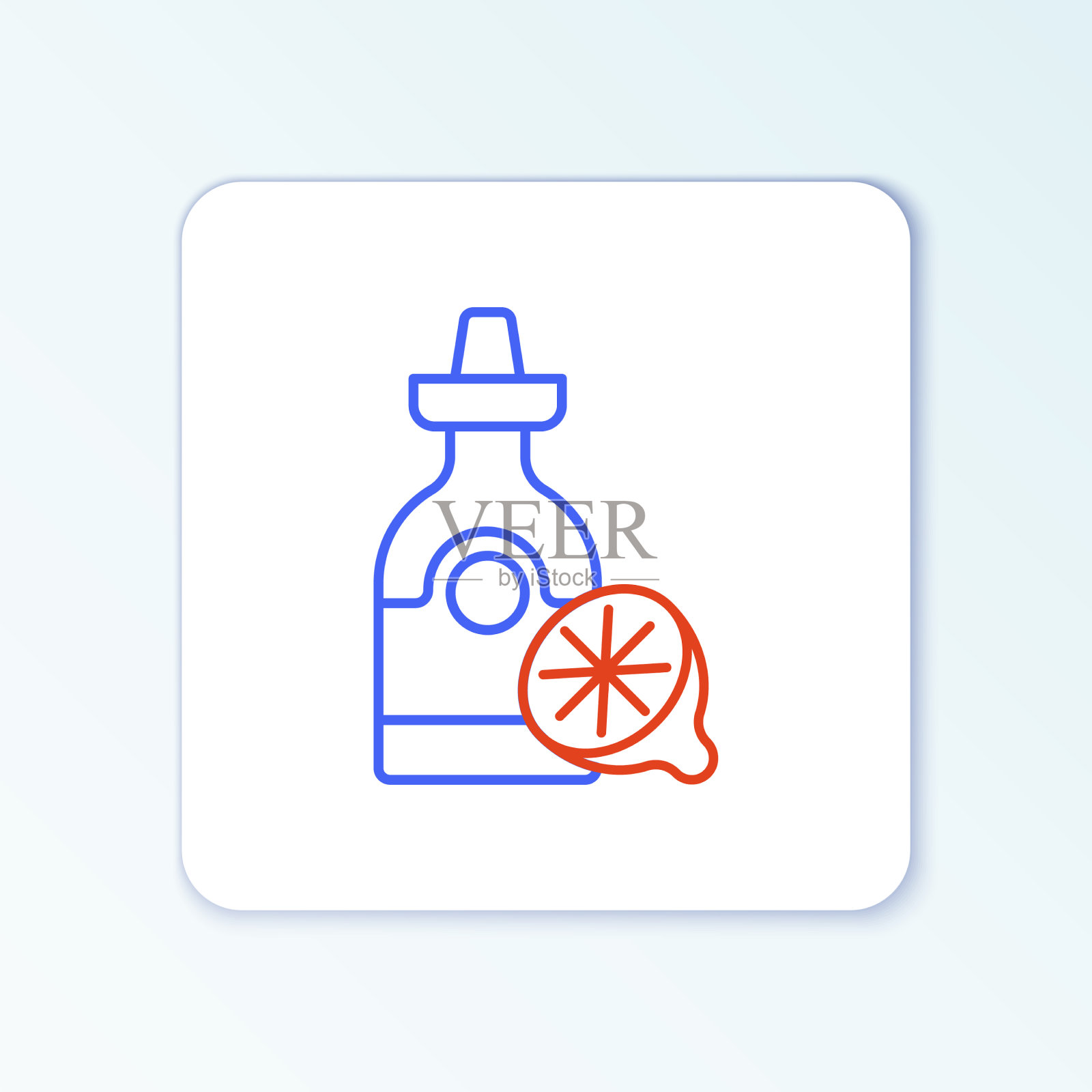 Line龙舌兰瓶与柠檬图标隔离图标素材