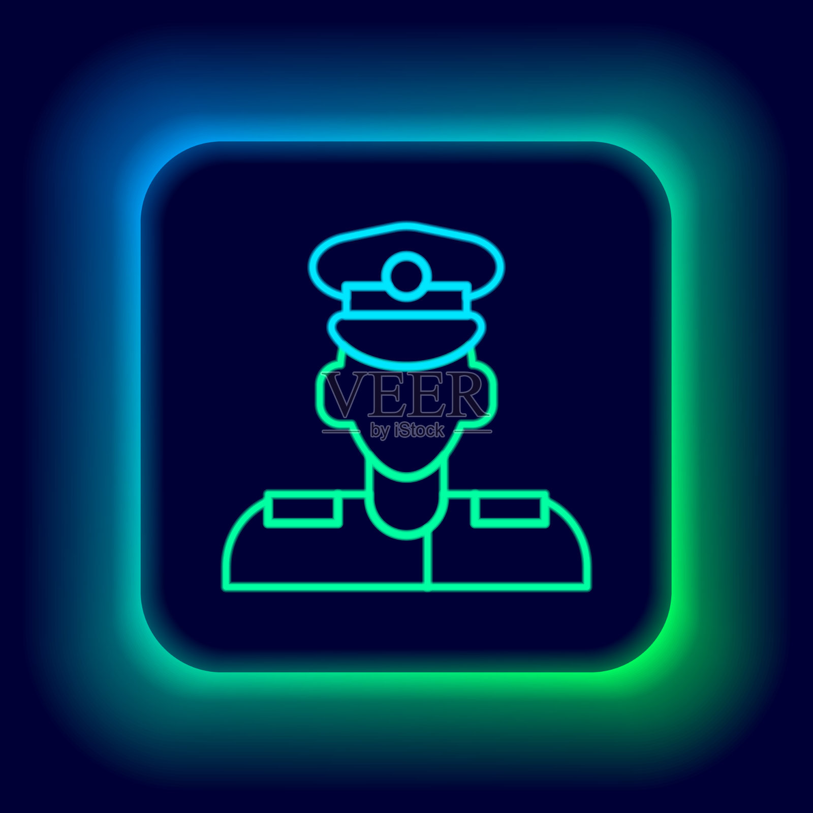 发光的霓虹灯线飞行员图标孤立在黑色插画图片素材