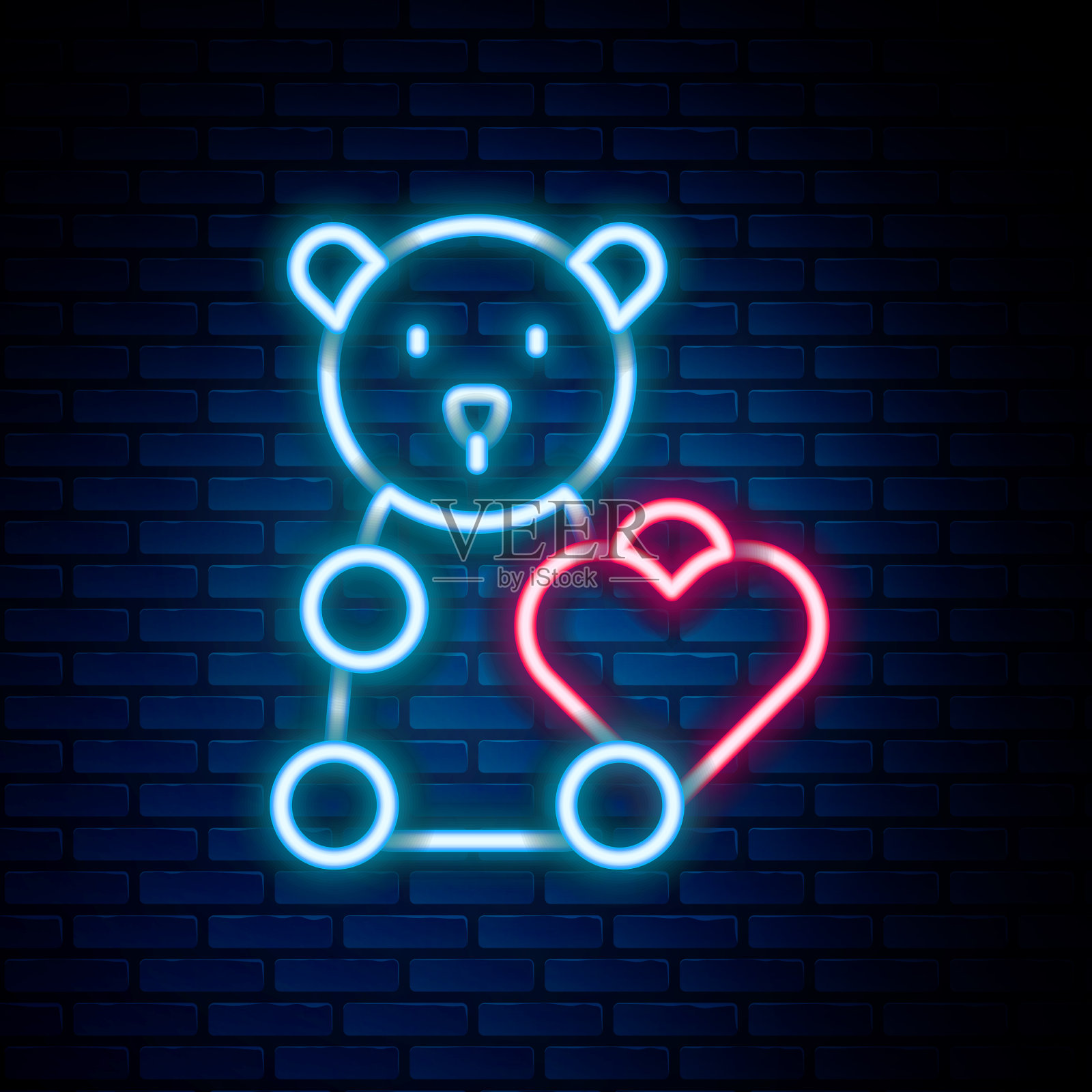 发光的霓虹灯线捐赠儿童玩具图标孤立插画图片素材