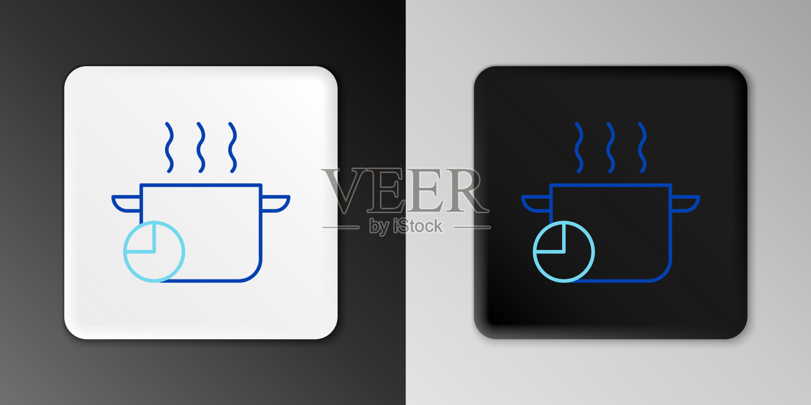 线烹饪锅和厨房计时器图标隔离图标素材