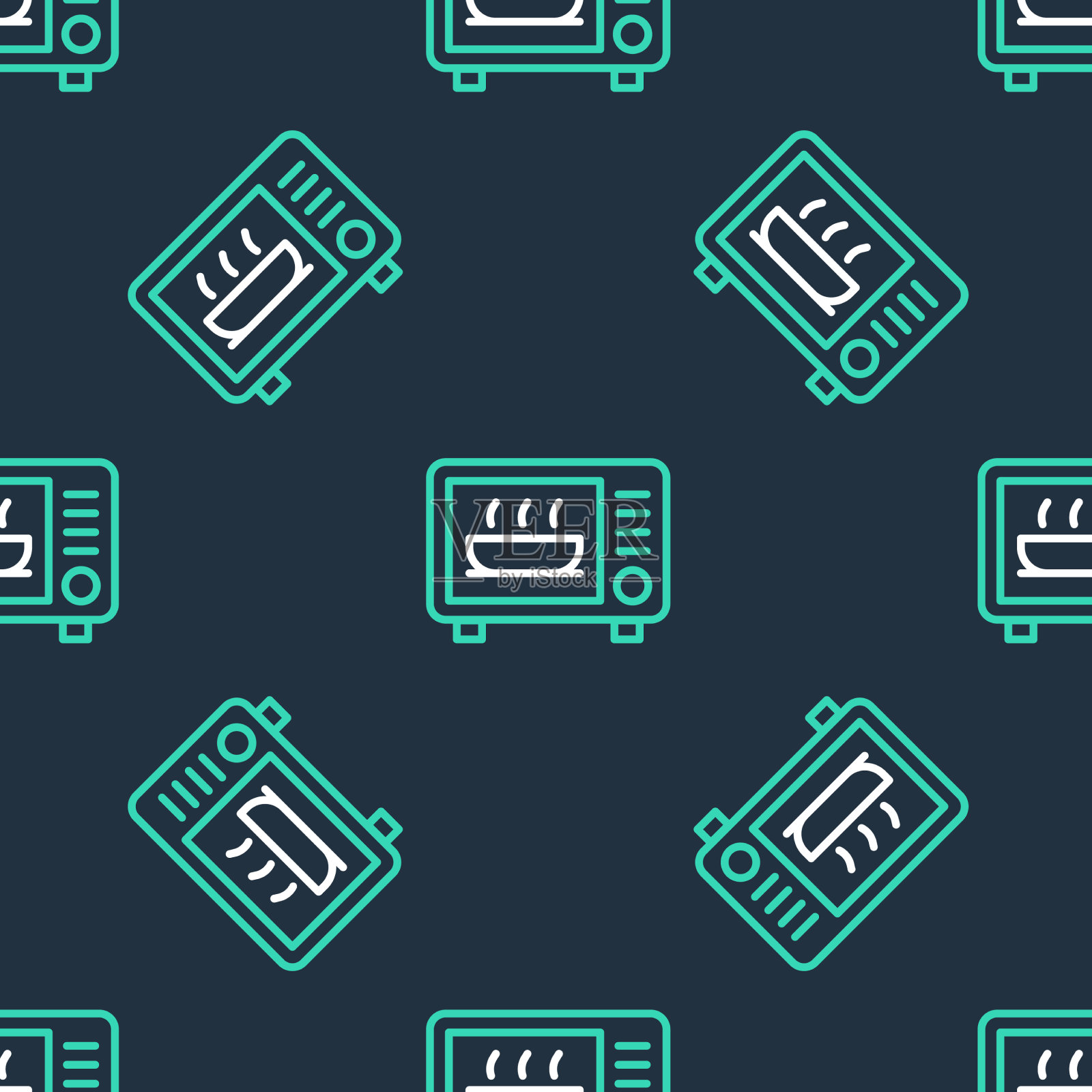 行微波炉图标隔离无缝模式插画图片素材