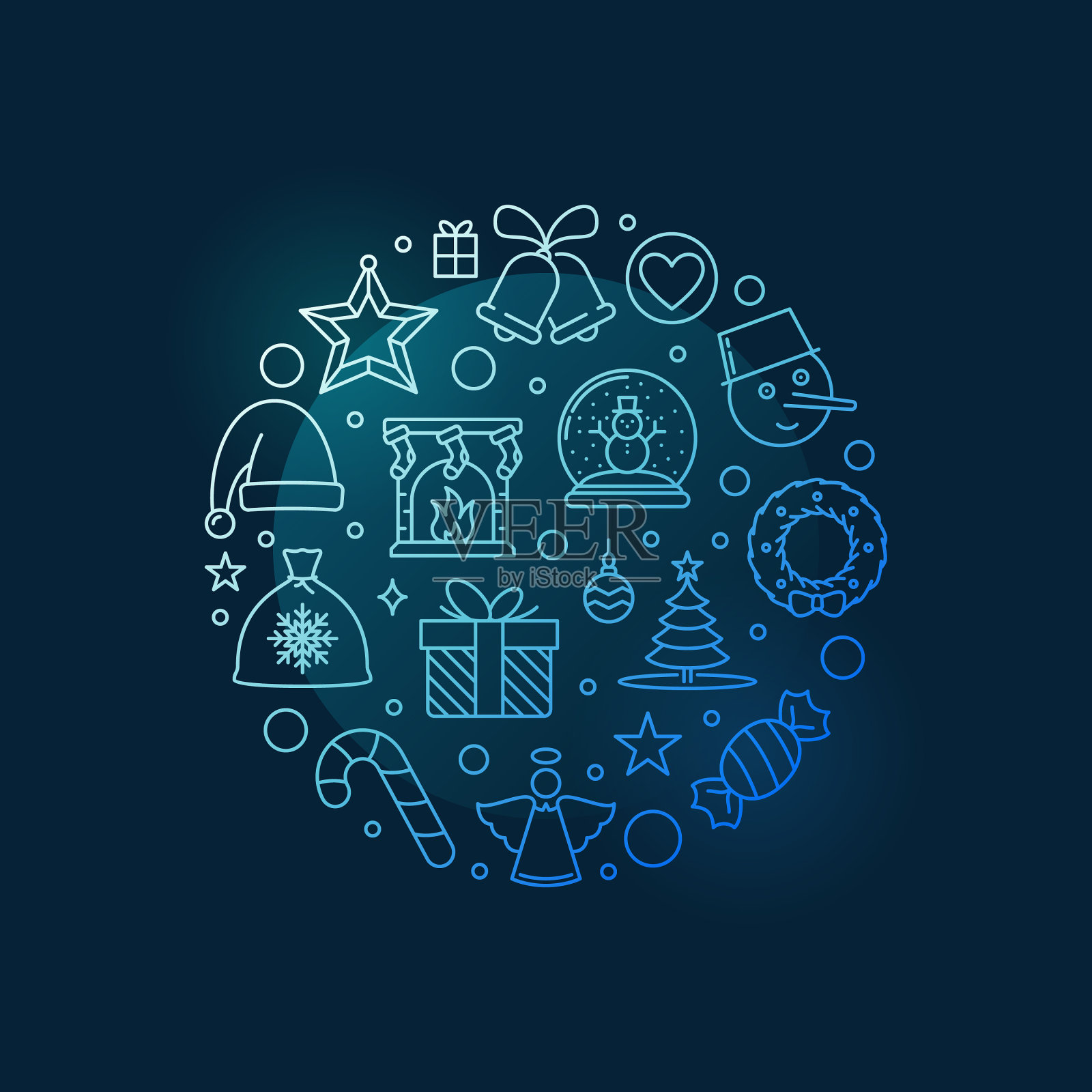 新年快乐还是圣诞循环线插画图片素材