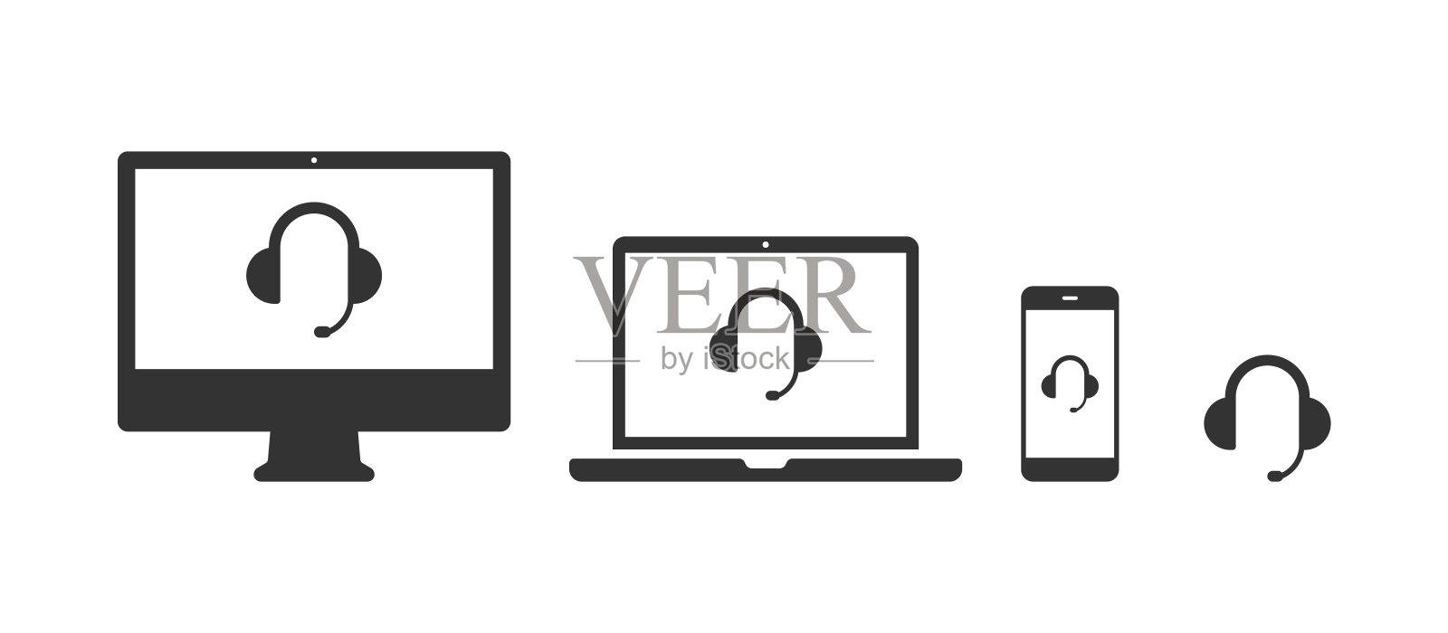 图标设置为呼叫中心，接待，查询，咨询，听觉，耳机，音乐。插画图片素材