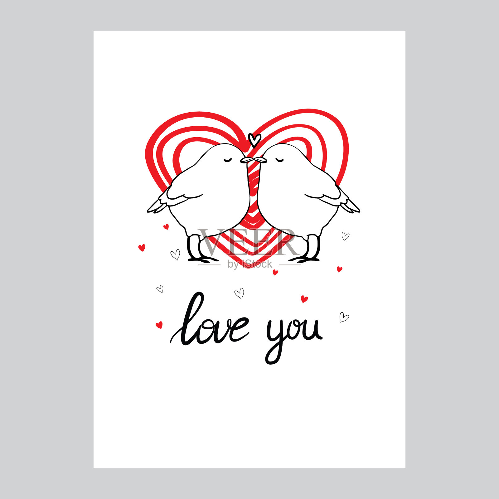 情人节字体与可爱的手画插画图片素材