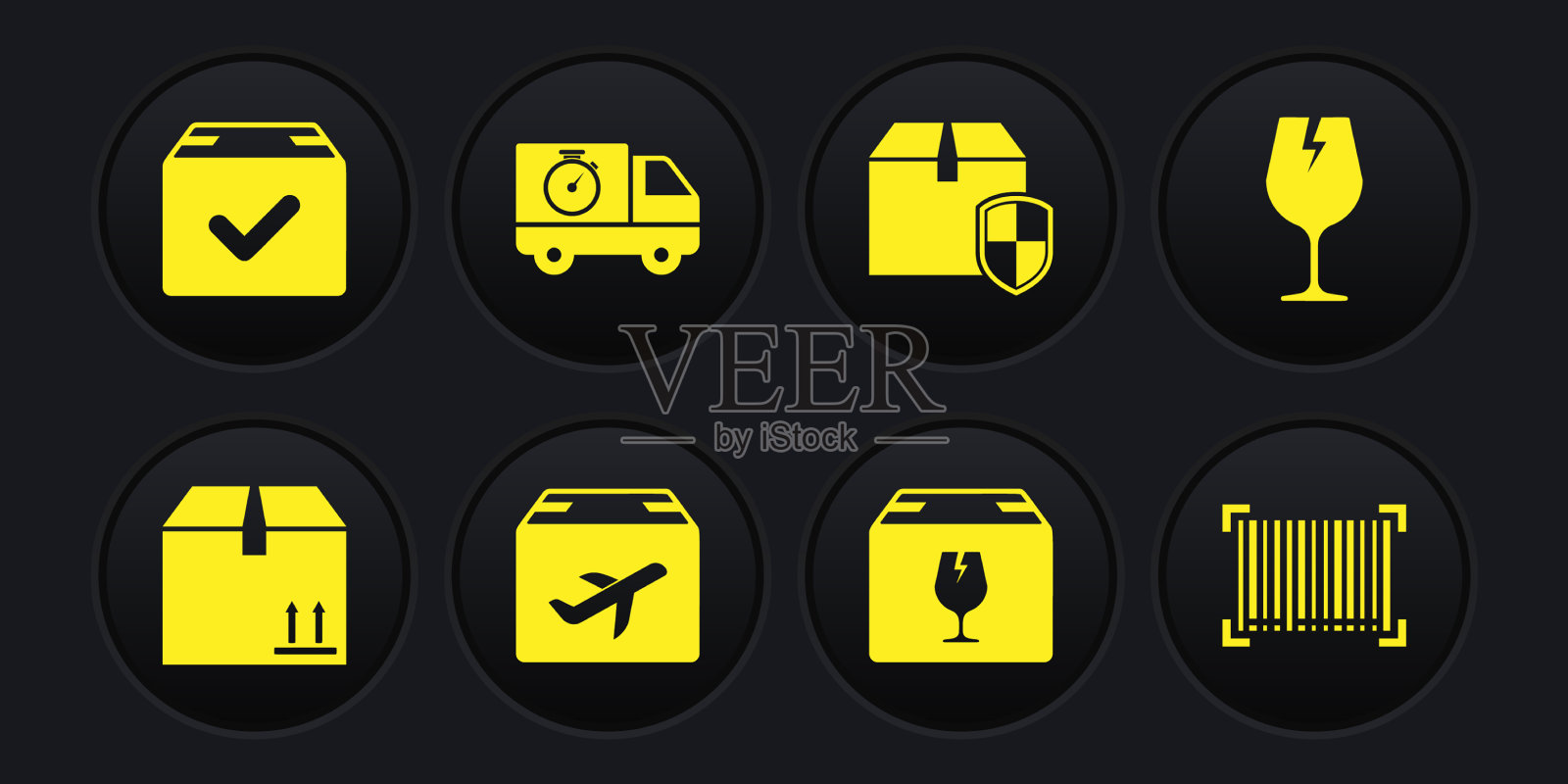 设纸箱易碎易碎图标素材