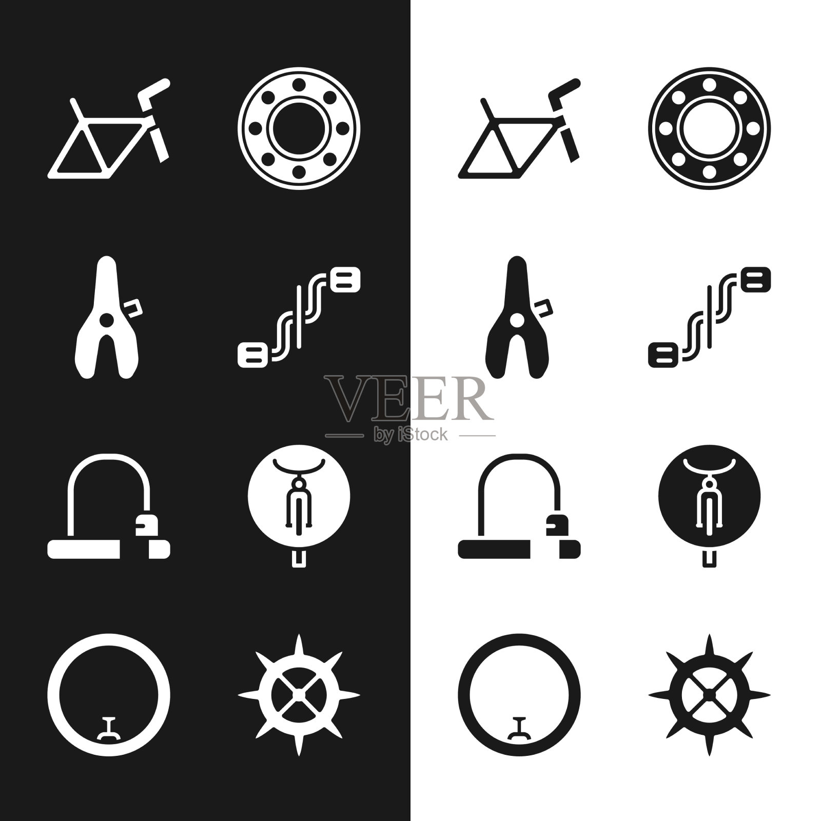 设置自行车踏板座架滚珠轴承图标素材