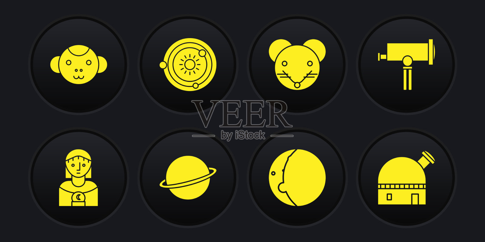 设占星女望远镜土星图标素材