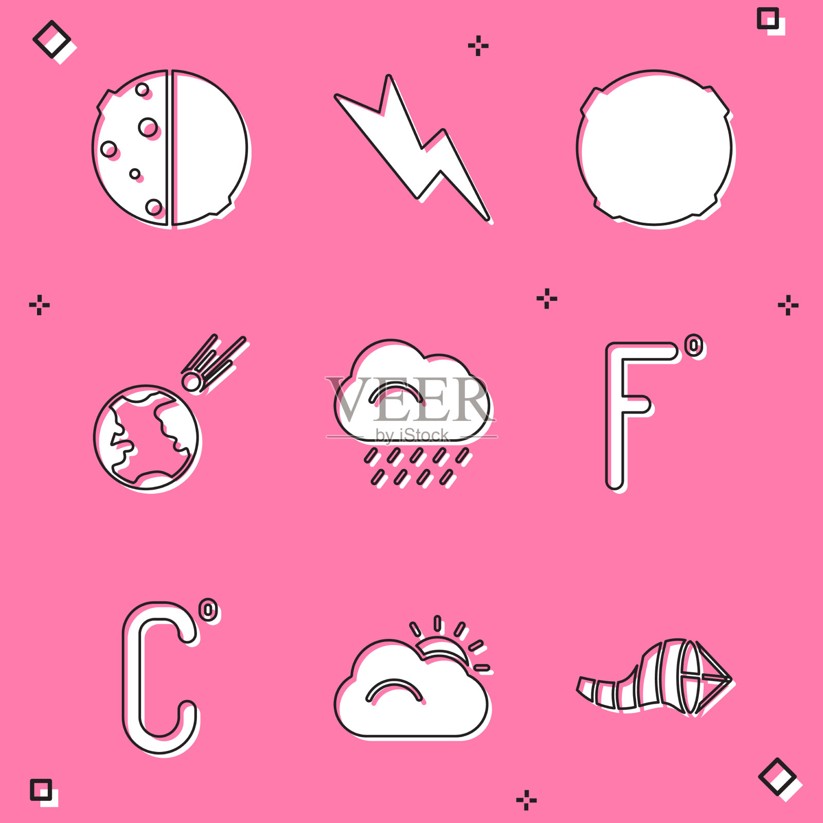 日蚀闪电闪电月亮图标素材