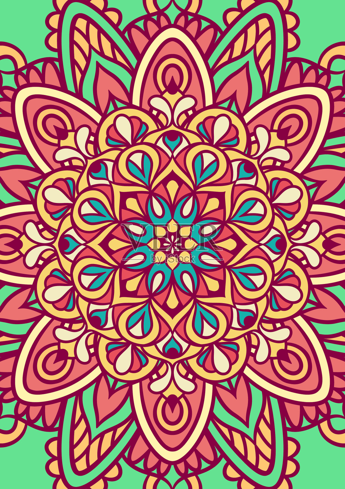 民族曼荼罗圆形装饰图案用插画图片素材