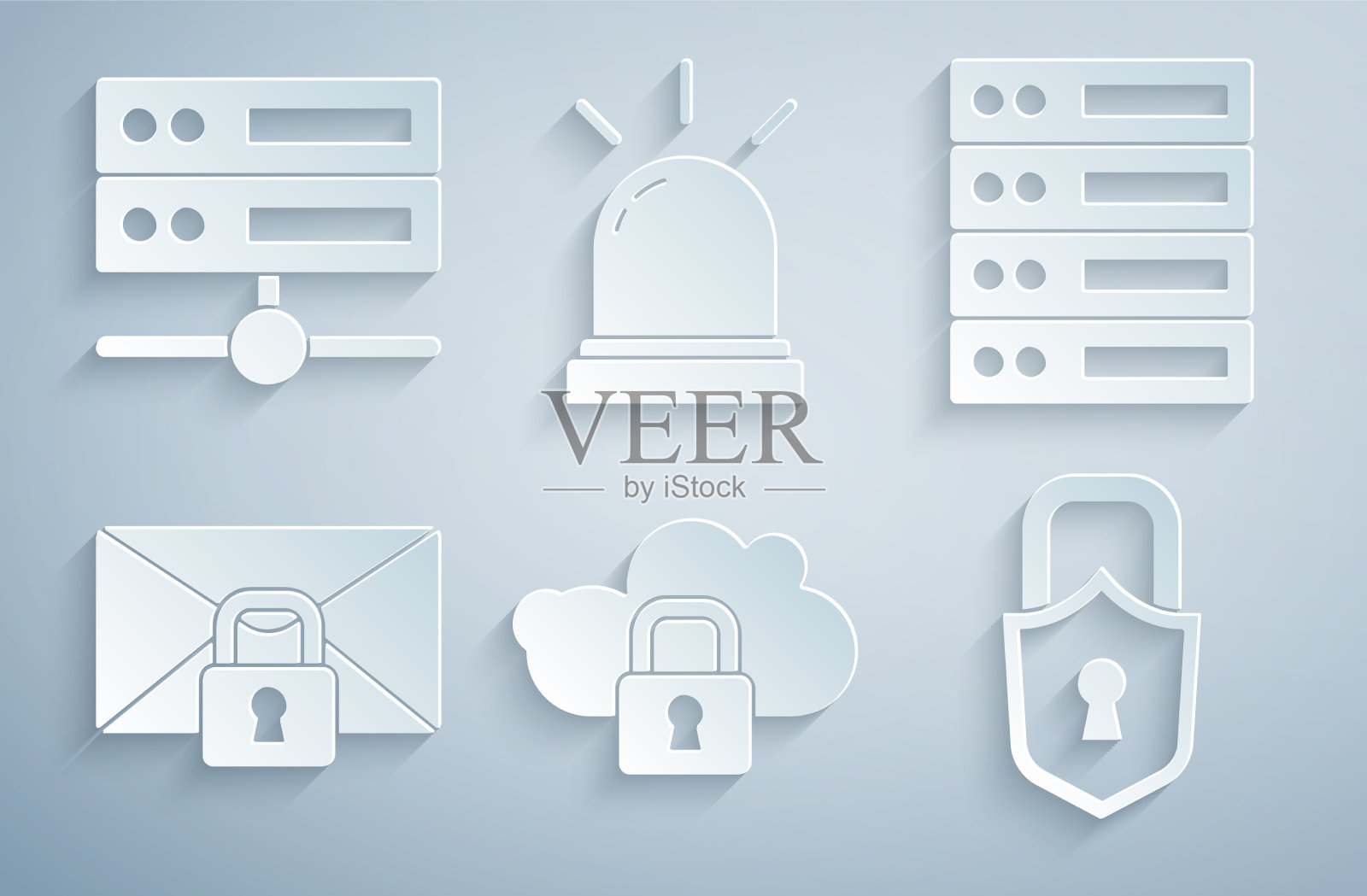 设置云计算锁定服务器数据web图标素材