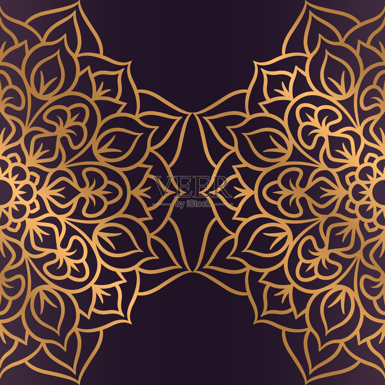 奢华的曼荼罗背景与金色阿拉贝斯克插画图片素材