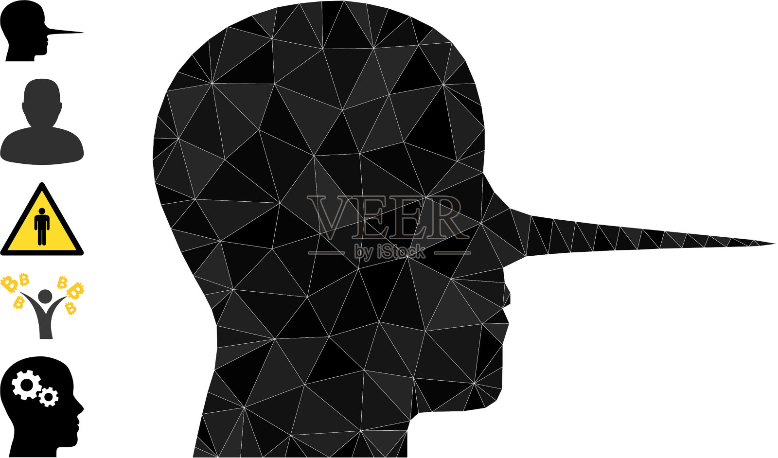 说谎者人三角形图标和其他图标插画图片素材