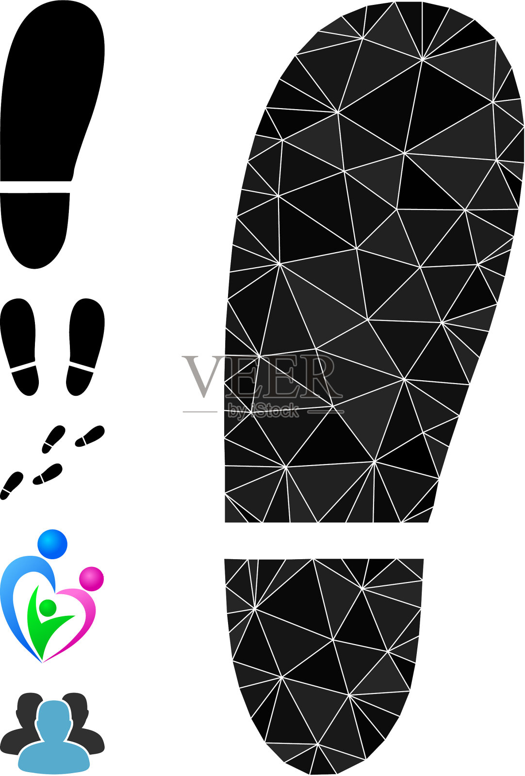 人形脚印、三角形图标等图标插画图片素材