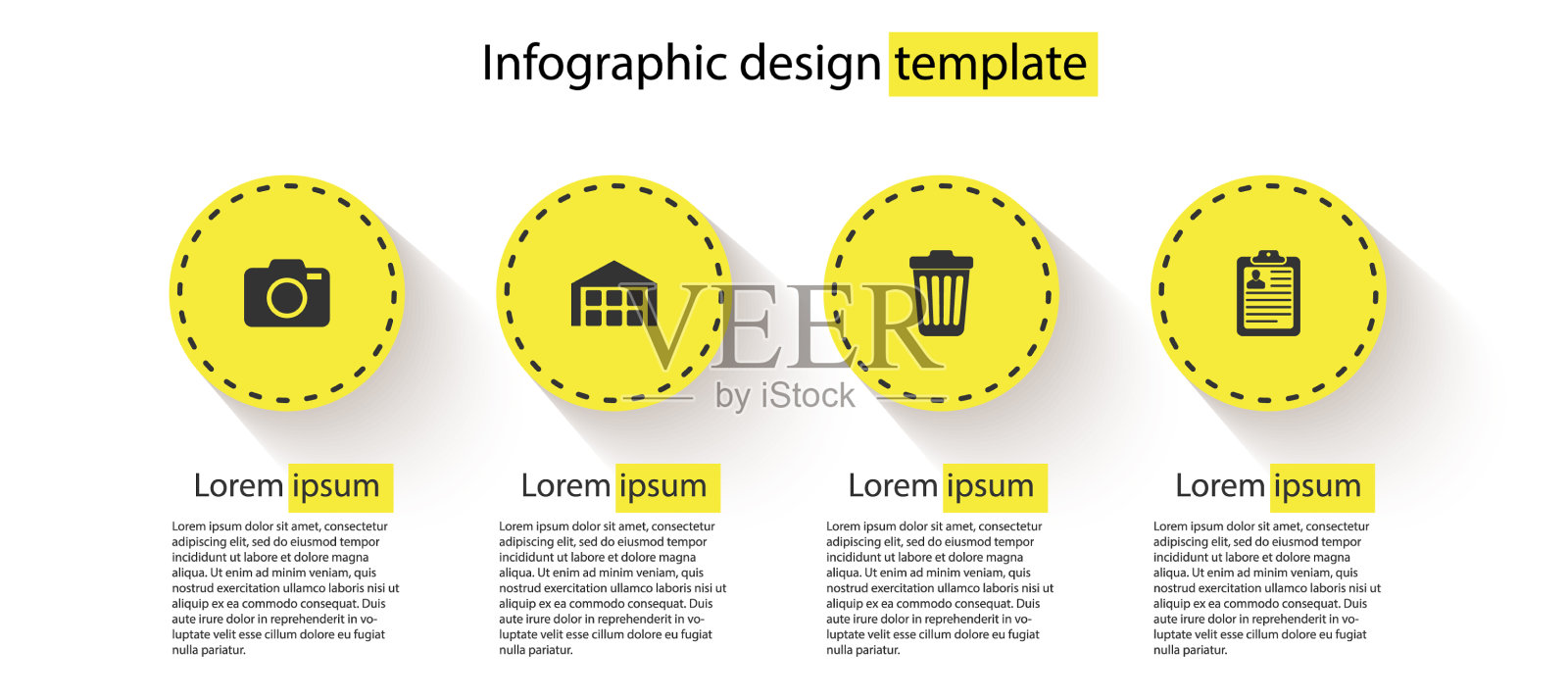 设置相机仓库垃圾桶和插画图片素材