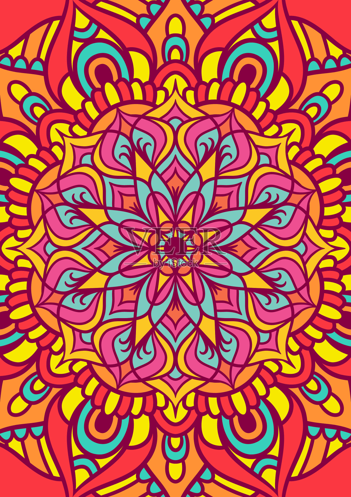 民族曼荼罗圆形装饰图案用插画图片素材