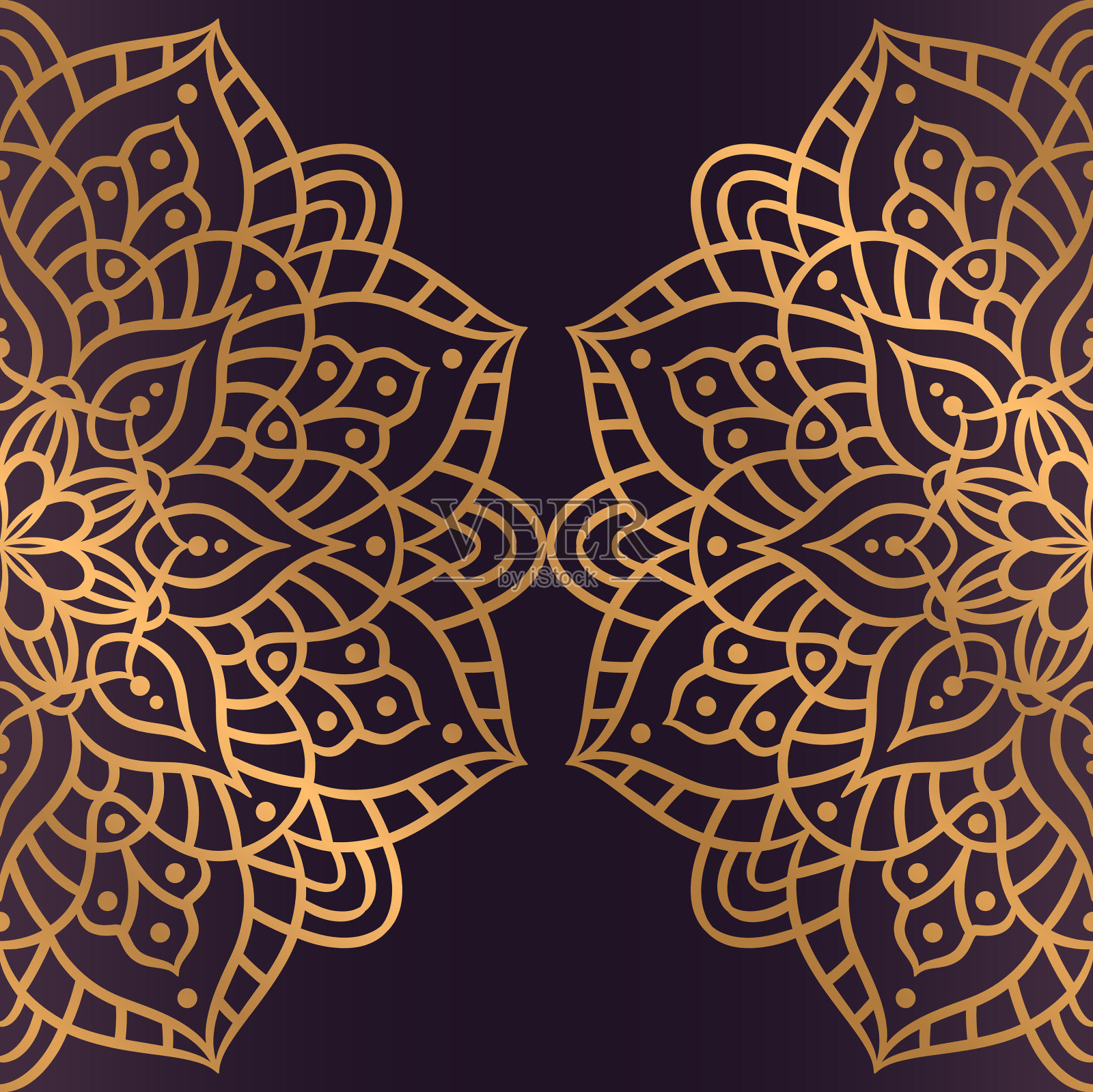 奢华的曼荼罗背景与金色阿拉贝斯克插画图片素材