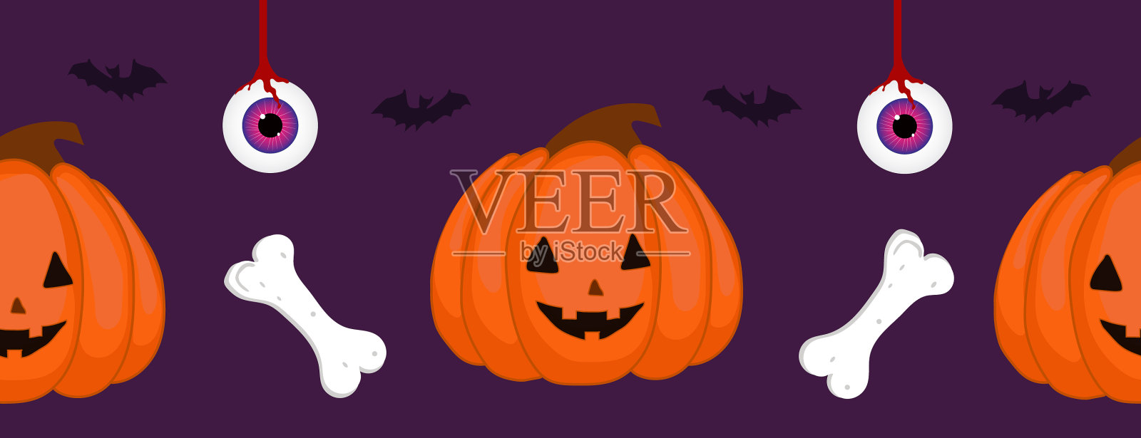万圣节与南瓜无缝衔接插画图片素材
