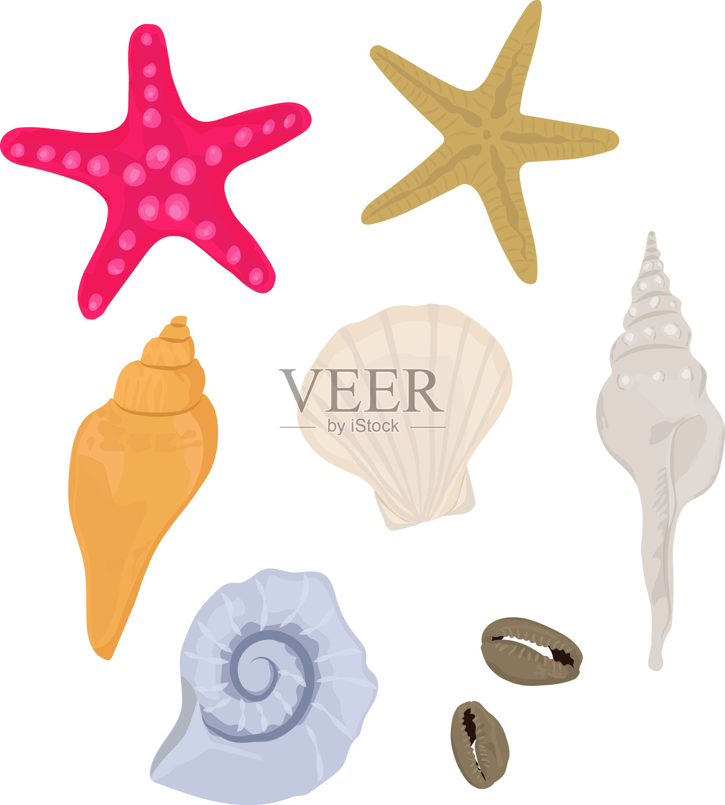 卡通7海贝壳集图标素材