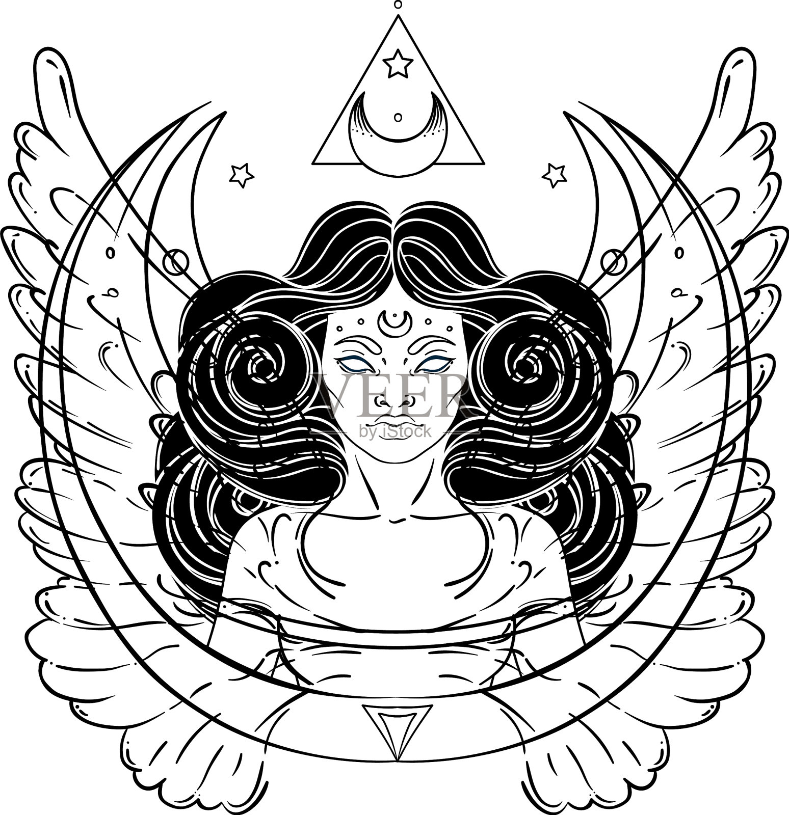 非裔美国魔法女人拥有所有的视力设计元素图片