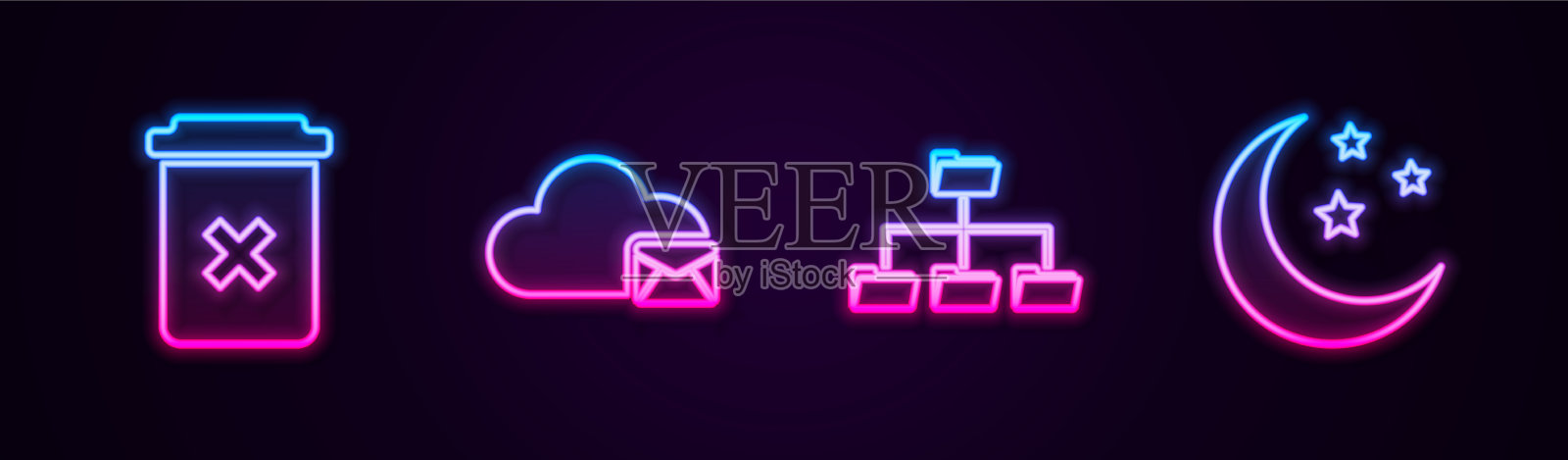 设置行垃圾邮件服务器的文件夹树插画图片素材