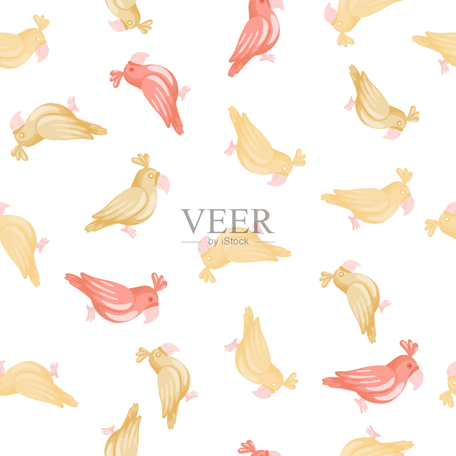 无缝模式与热带鹦鹉随机插画图片素材