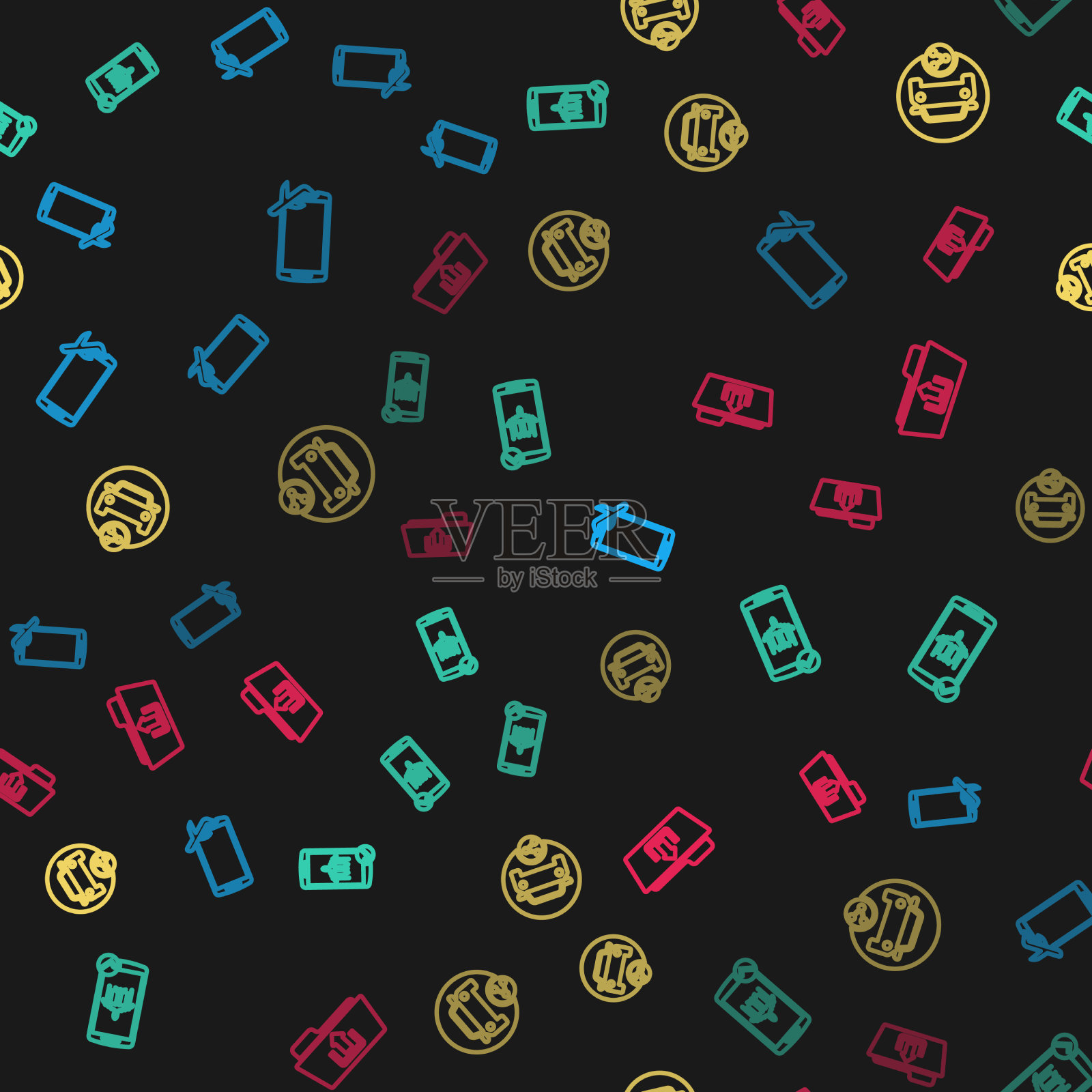 在移动汽车共享中设置直线飞行模式图标素材