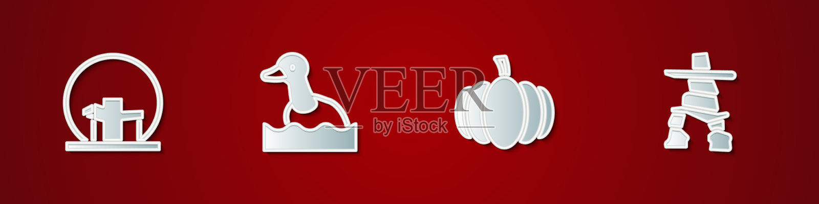 设置蒙特利尔生物圈飞行鸭南瓜和插画图片素材