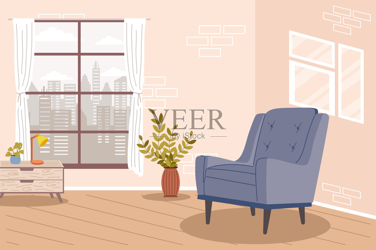 舒适的家庭场景插画图片素材