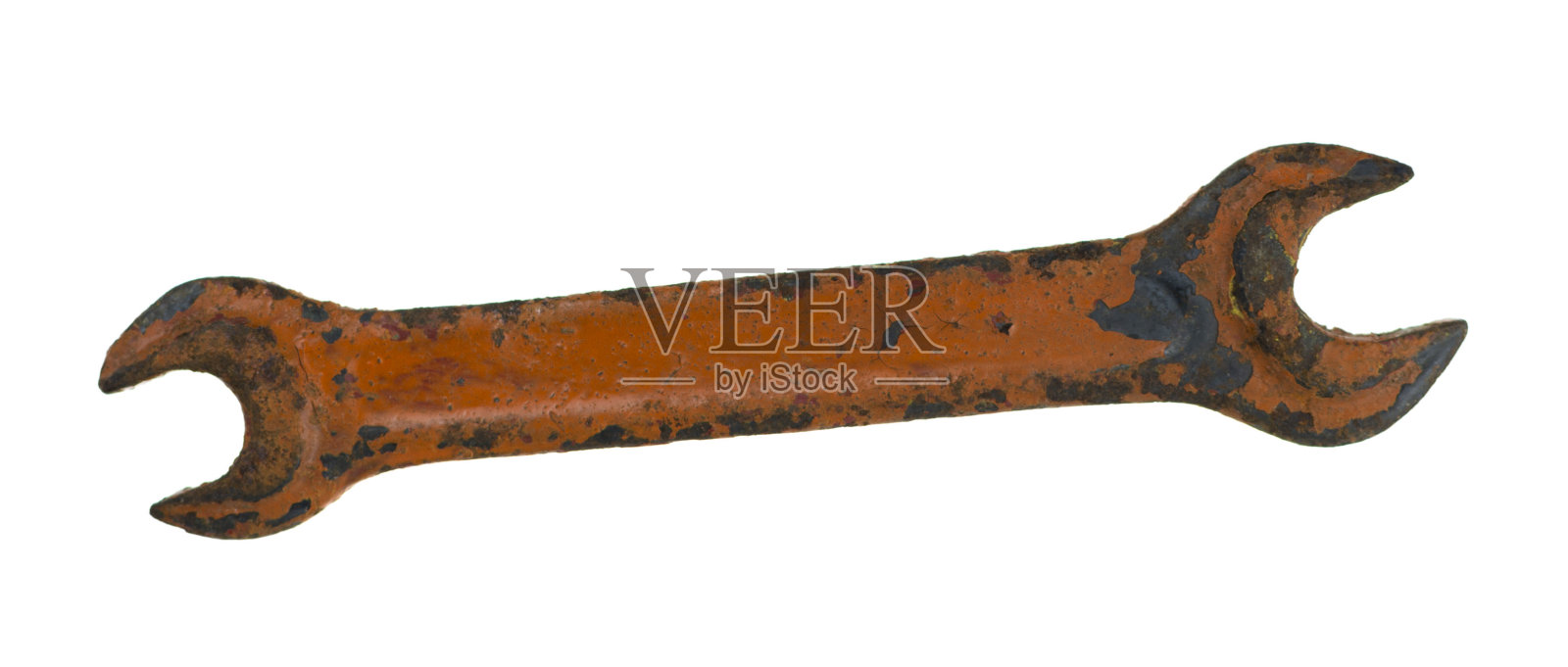 白色背景上的旧扳手照片摄影图片