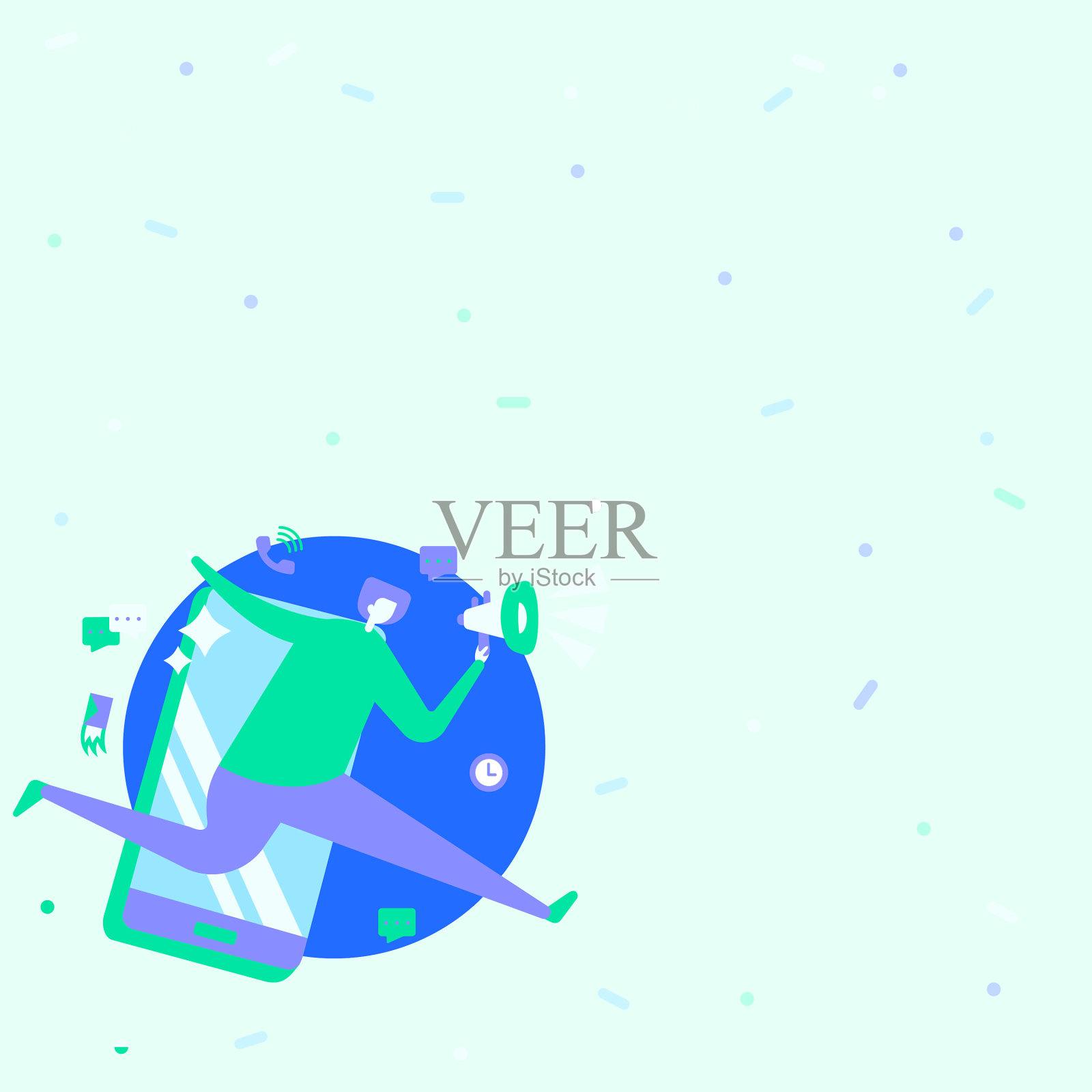 手持扩音器，手持移动电话插画图片素材