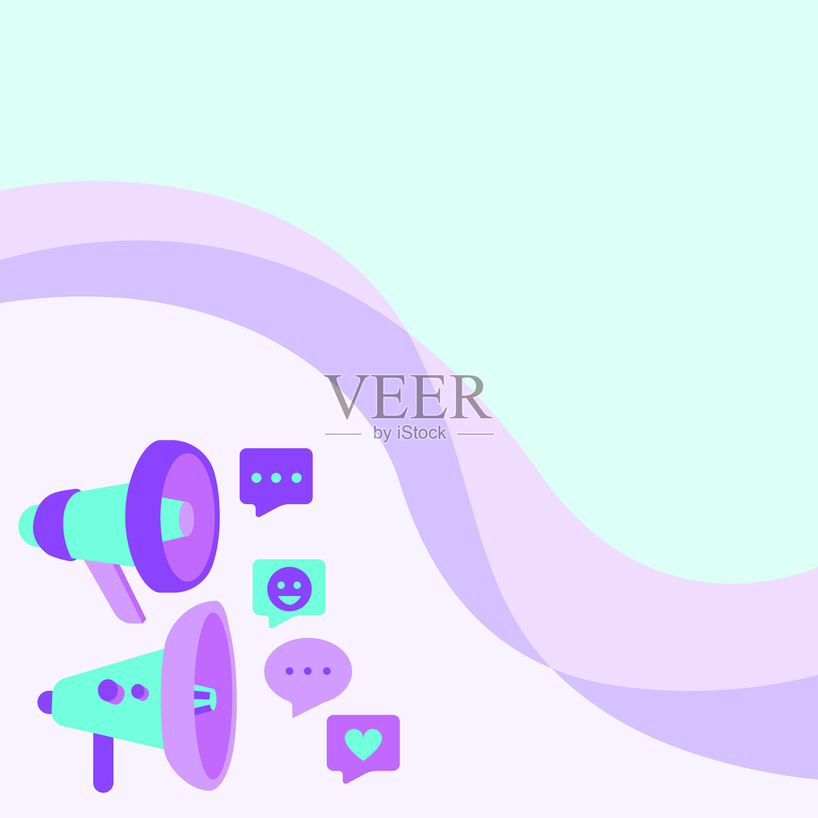 一对扩音器画给予正面插画图片素材