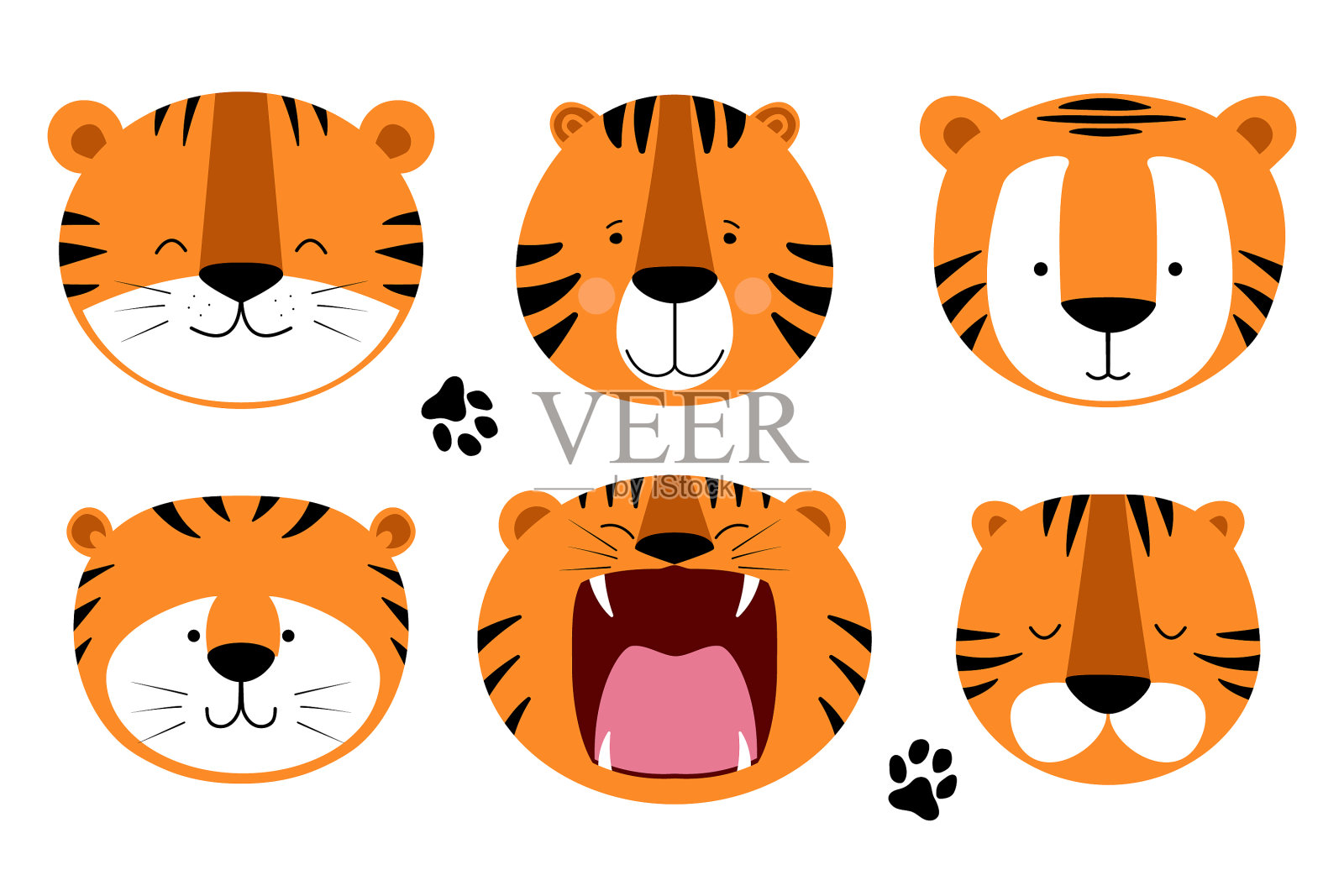 集搞笑头老虎图标素材