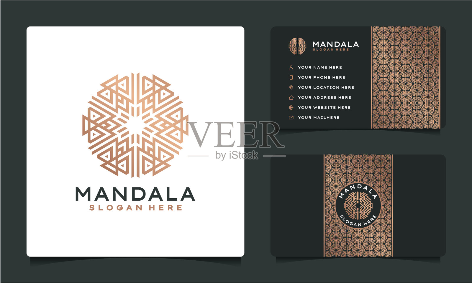 装饰豪华曼荼罗标志和名片插画图片素材