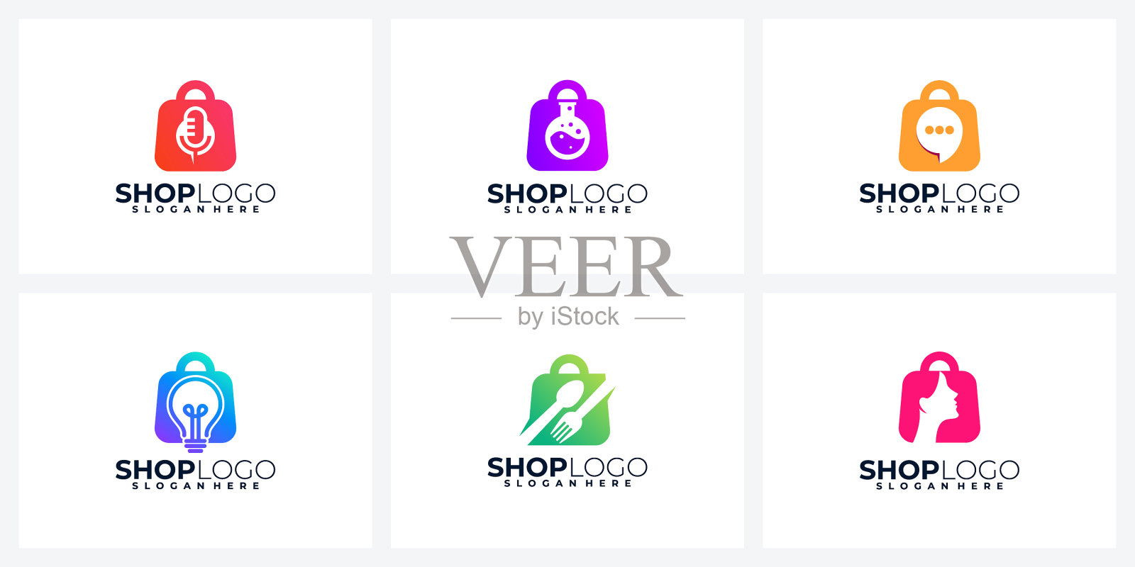 创意购物标志或图标设计集合图标素材