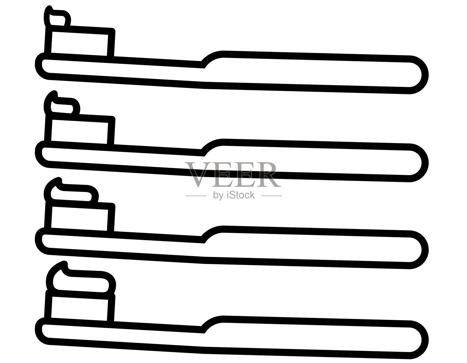 简单牙刷单色套装牙膏/插图材料(矢量插图)插画图片素材