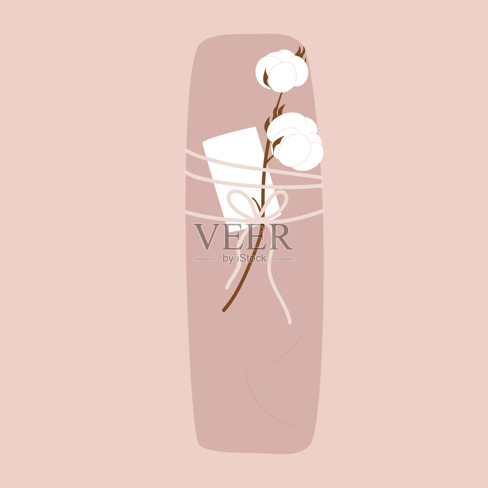 棉花礼盒向量。生态工艺纸盒与树枝棉花。平面卡通矢量插图插画图片素材