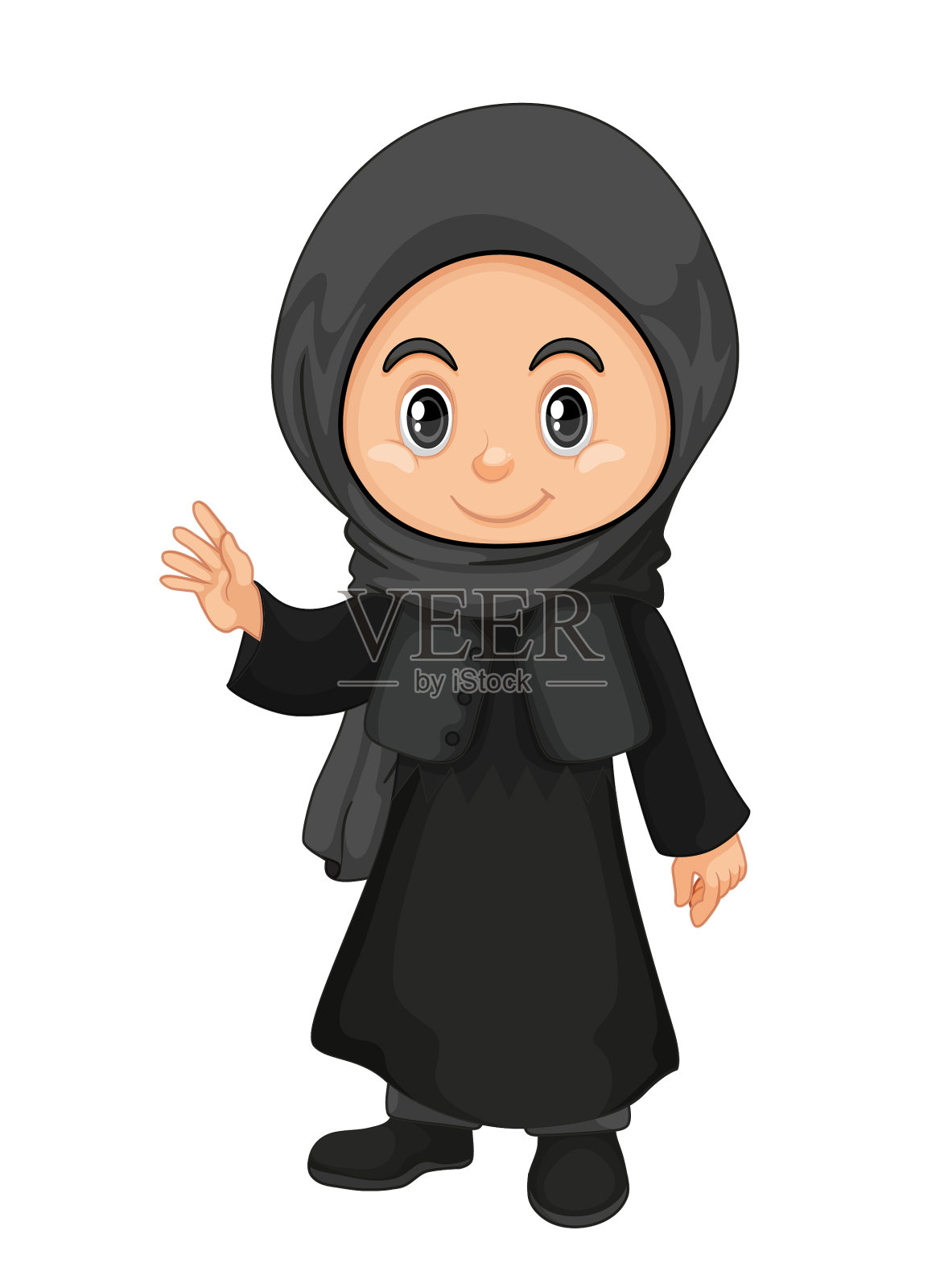 快乐和可爱的小女孩儿童角色平面矢量插图。设计元素图片