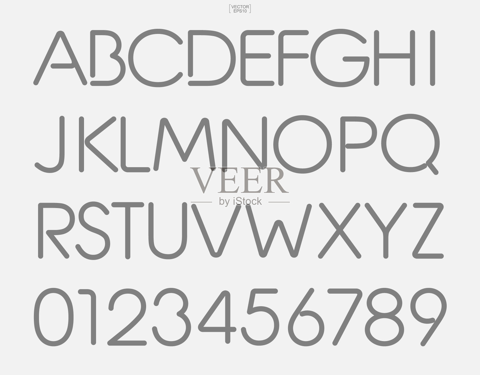 一套程式化的字母和数字。时尚的字体设计。插画图片素材