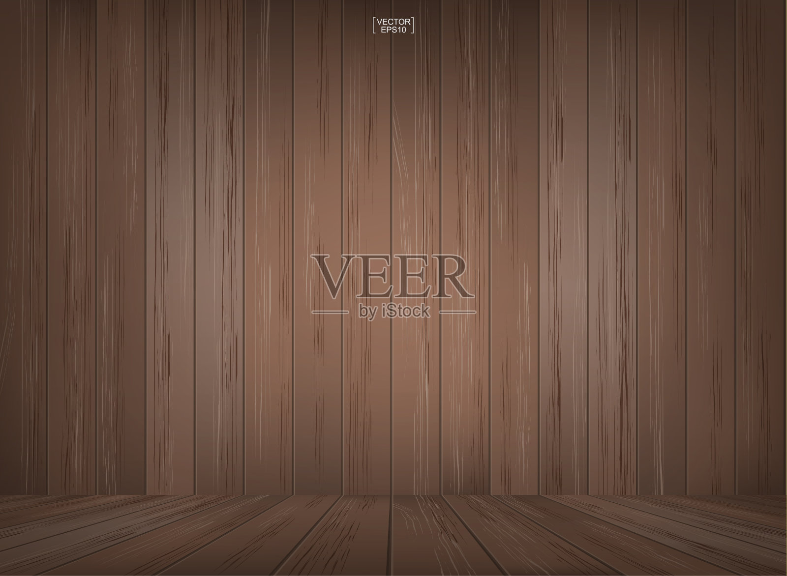 木质空间背景与透视木地板。复古的室内背景与木纹和纹理。插画图片素材