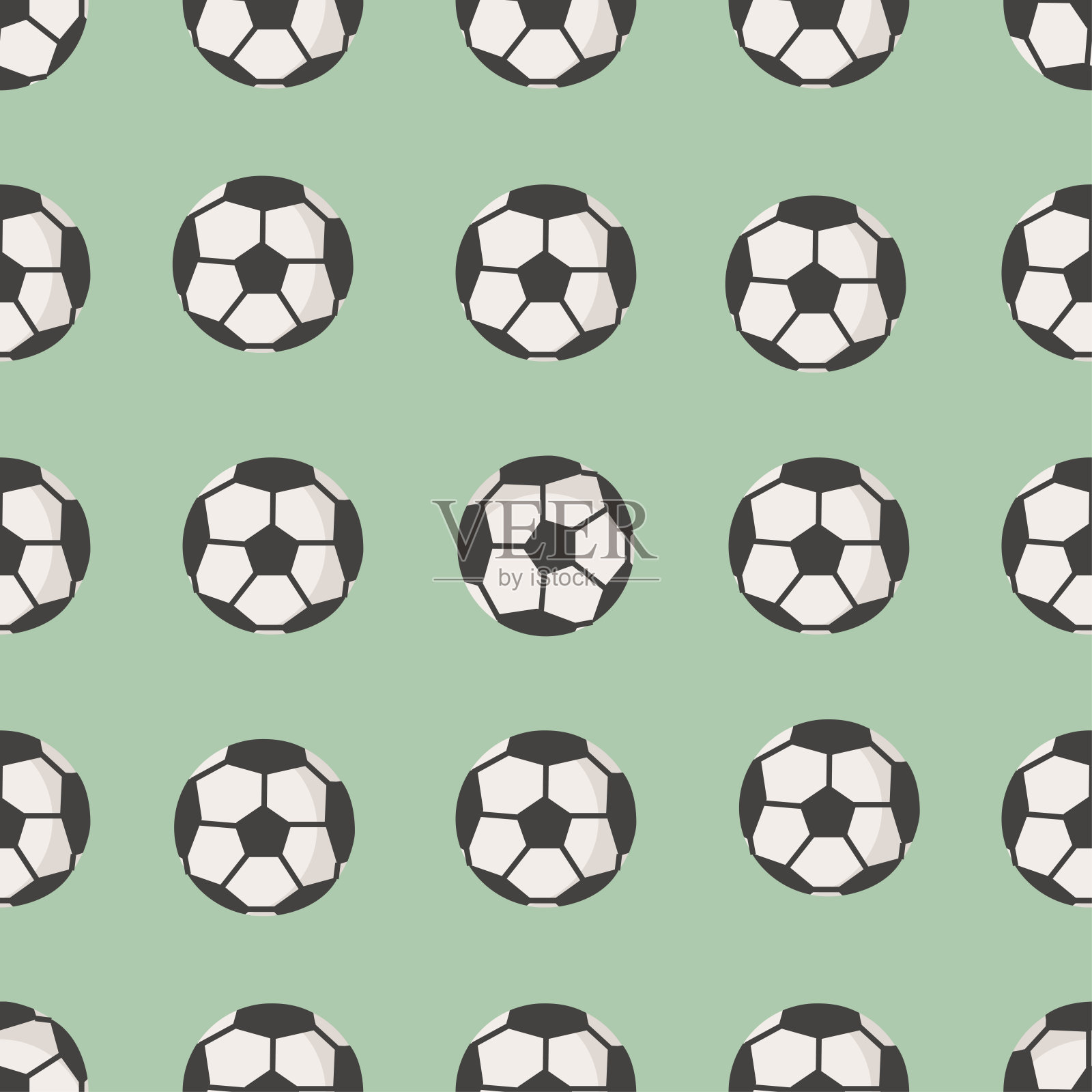 在绿色背景上画一个足球插画图片素材