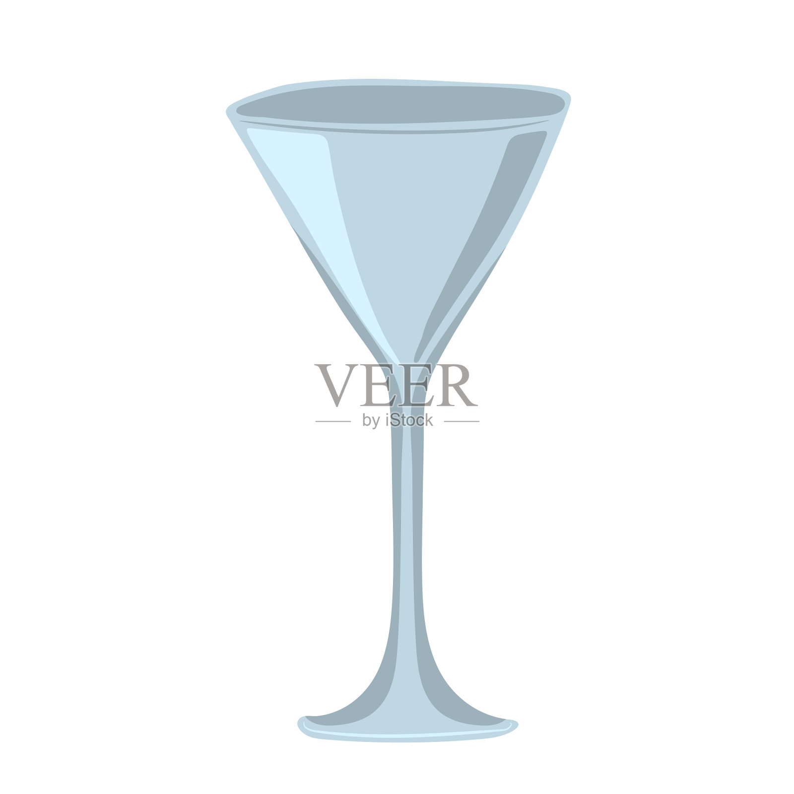 手绘空马提尼杯隔离在白色背景插画图片素材