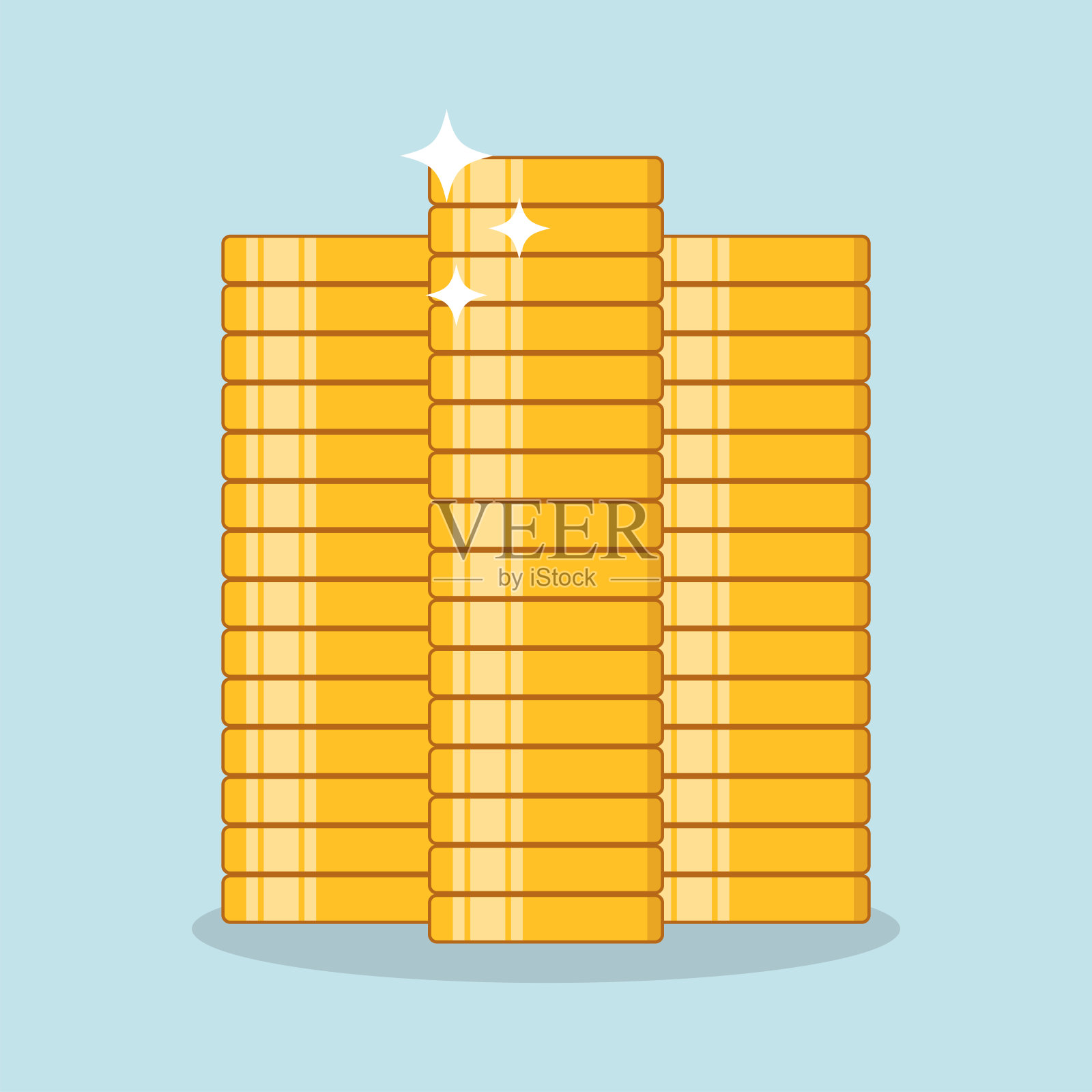 堆叠金币平面设计风格插图。插画图片素材