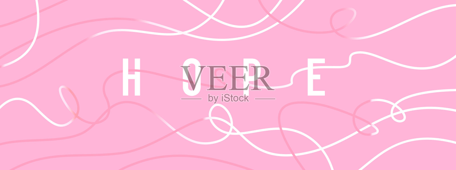 向量插图与符号的心理支持和帮助。粉红色背景上的希望和浅色线。平面设计风格插画图片素材