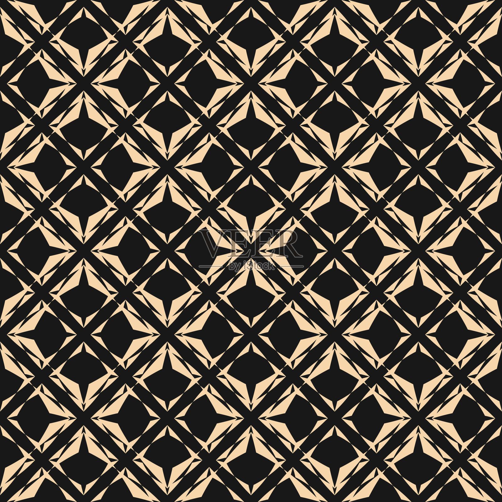 向量抽象几何无缝图案与钻石，花，菱形插画图片素材