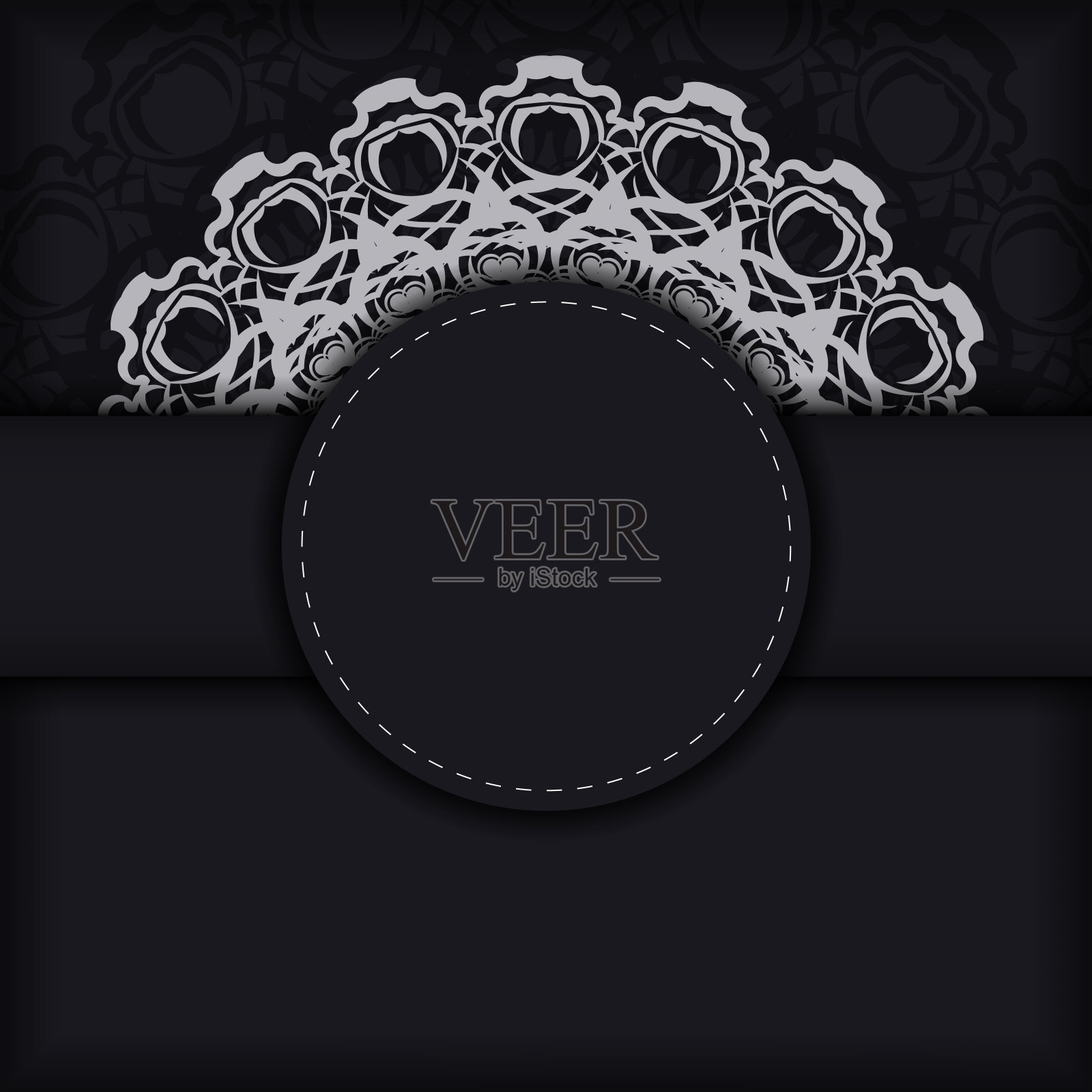 黑色旗帜与古董装饰和地方为您的文本插画图片素材