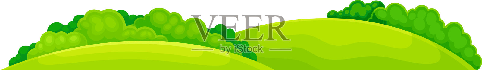 绿草如茵的丘陵为热带自然景观插画图片素材